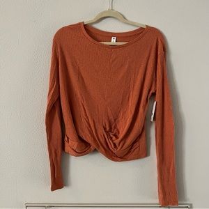 NWT bp nordstrom ribbed crop knot long sleeve top